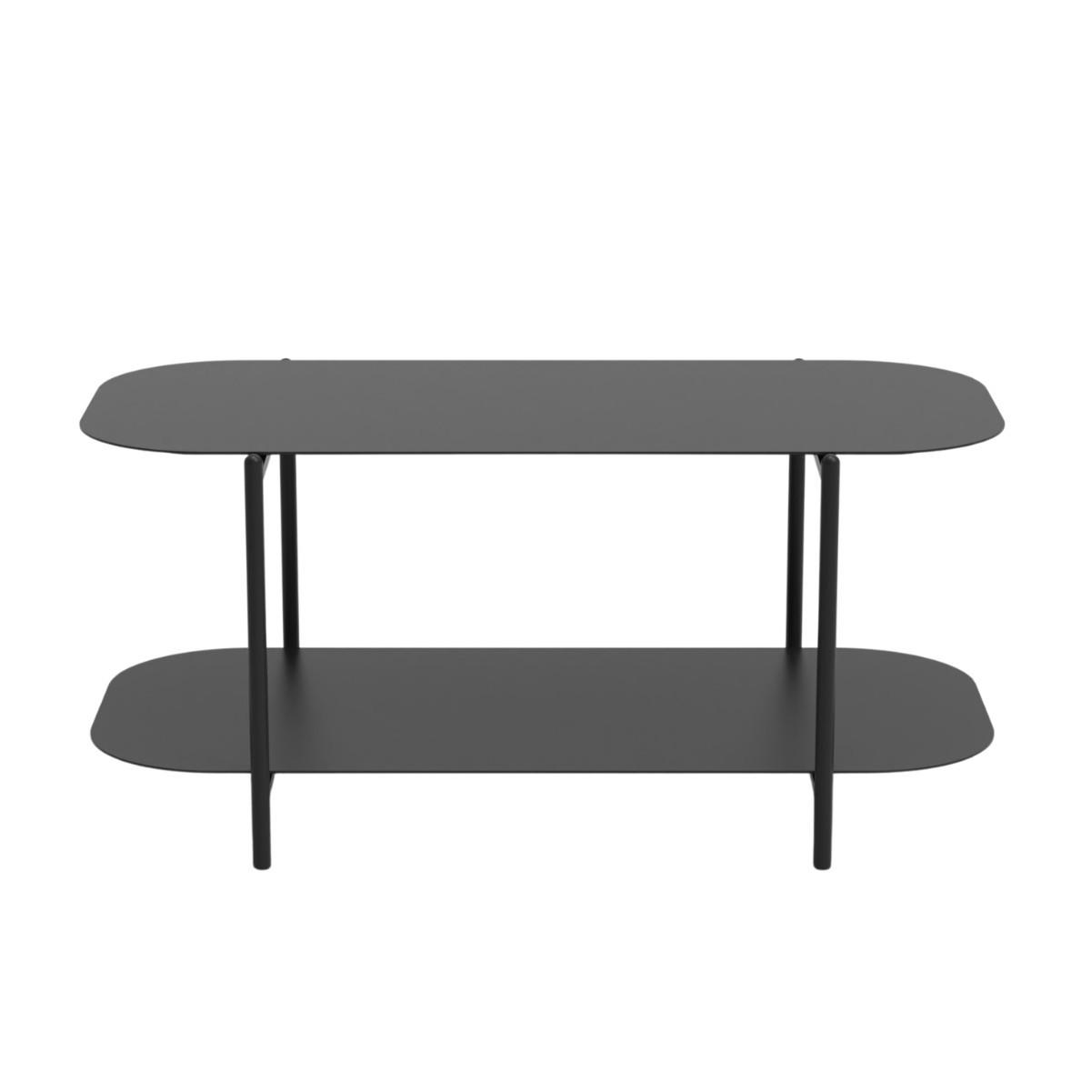 ZWEISTUFIGER Couchtisch aus schwarzem Metall 58/45,5/100 cm - Schwarz, Metall (100/58/45.5cm) - Calicosy