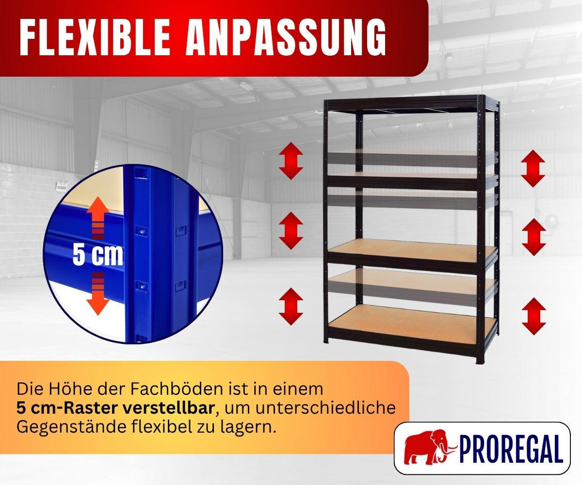 SCHWERLASTREGAL Dino 180x120x60 cm Fachlast 600 kg Schwarz - Schwarz, Metall (120/180/60cm) - PROREGAL