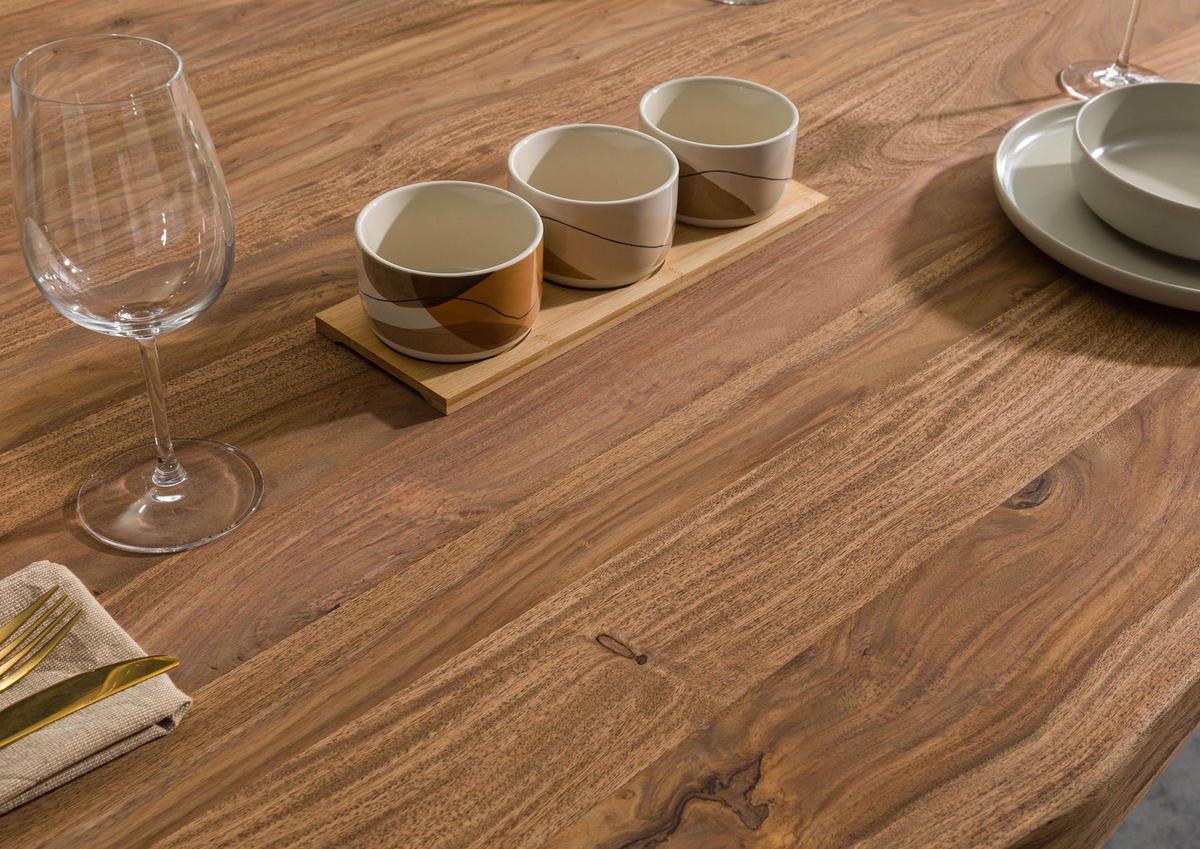 BAUMTISCH Sheesham 200x100x79 natur gebeizt / Mikado-Beine anthrazit matt FREEFORM 5 - Anthrazit/Naturfarben, Holz (200/100/79cm) - Massivmoebel24