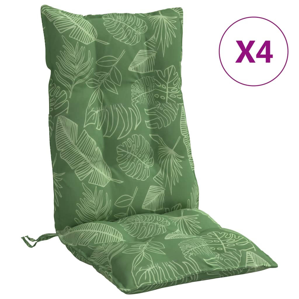 HOCHLEHNER-AUFLAGEN 4 Stk. Blattmuster Oxford-Gewebe - Grün, Textil (50/7/120cm) - vidaXL