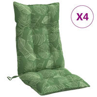 HOCHLEHNER-AUFLAGEN 4 Stk. Blattmuster Oxford-Gewebe - Grün, Textil (50/7/120cm) - vidaXL