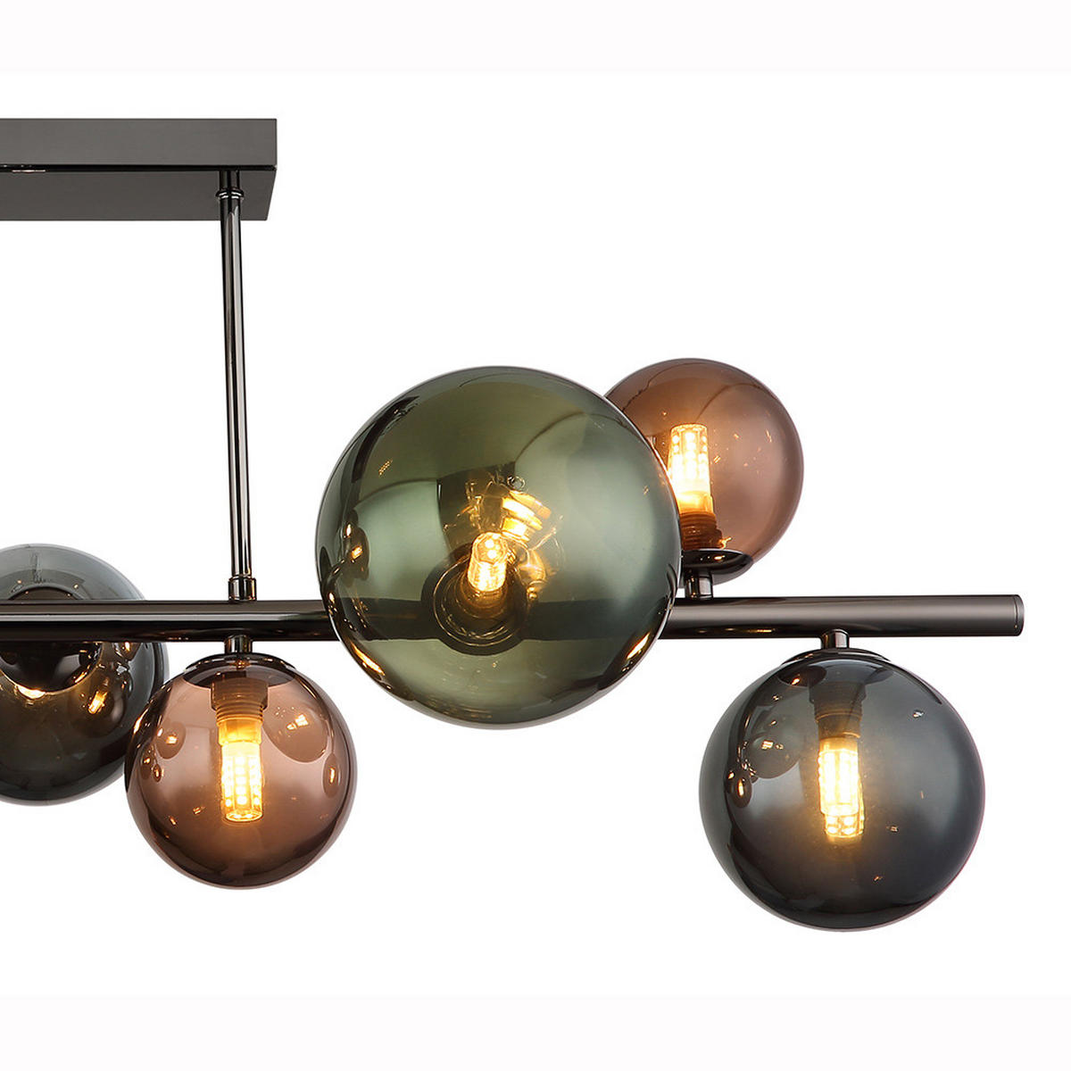LED DECKENLEUCHTE Glaskugeln grau/petrol/grün/bronze - Multicolor, Glas (87/30/38cm) - Globo Lighting