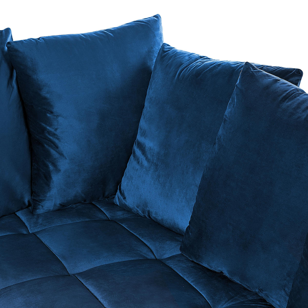 3-SITZER-ECKSOFA Samtstoff Marineblau rechtsseitig Grena - Hellblau, Textil (231/152cm) - Beliani