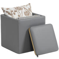 SITZHOCKER Mit Stauraum DE-07174 quadratisch, Kunstleder, bis 120 kg Grau - Grau, Holzwerkstoff (40/40/40cm) - ComfortXL