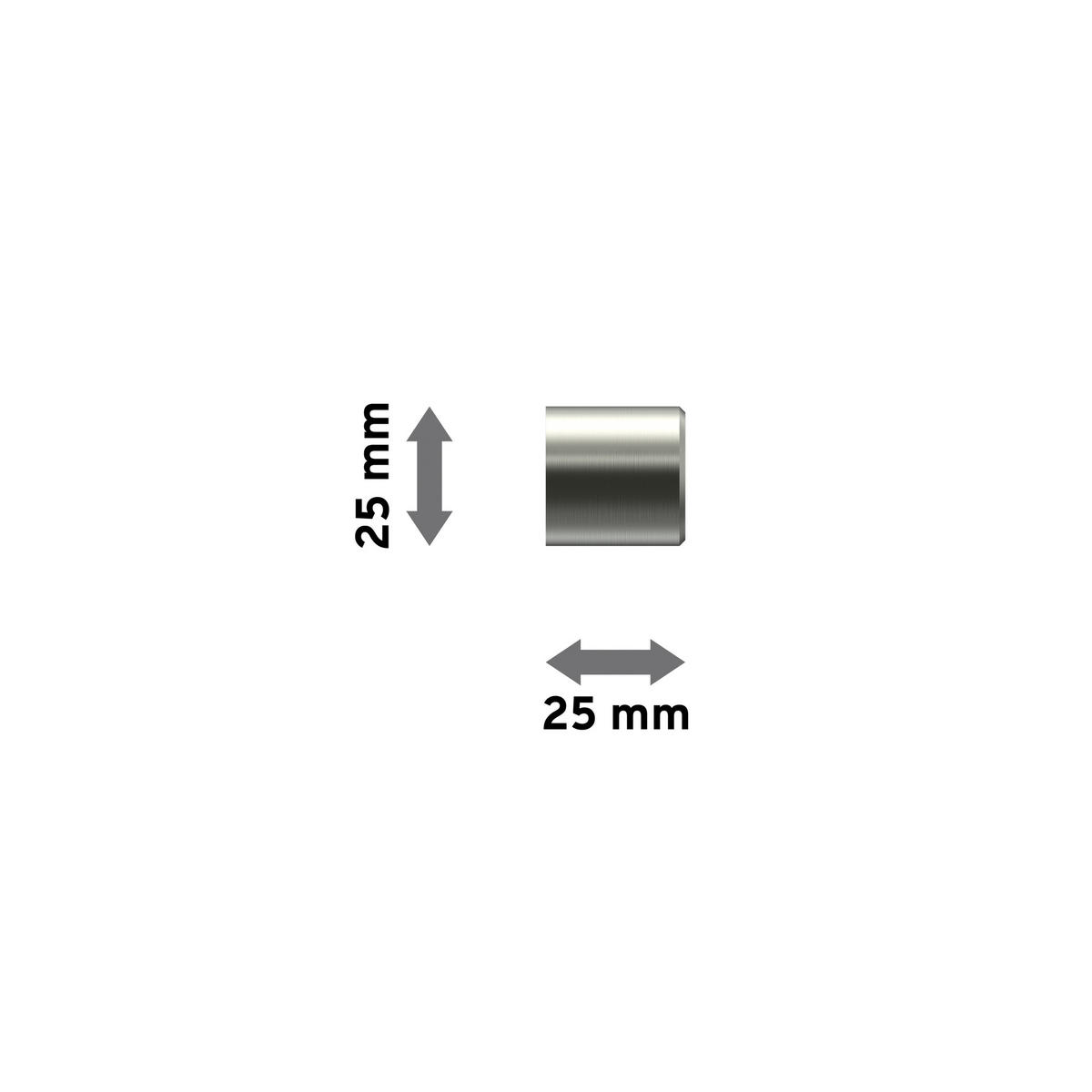 ENDSTÜCKE FÜR GARDINENSTANGEN 20 mm Ø, Santo Edelstahl-Optik, Packung 2 Stück - Edelstahlfarben, Metall (2.5/2.5/2.5cm) - INTERDECO