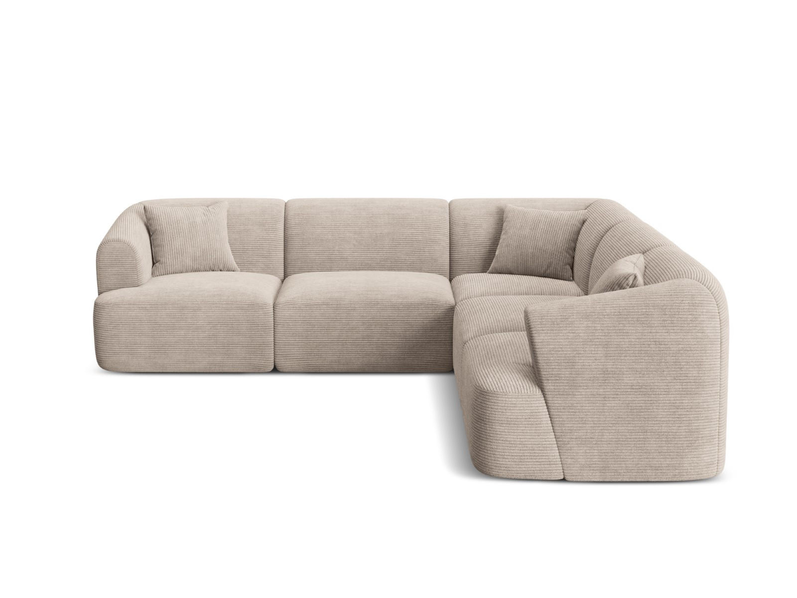SYMMETRISCHES-MODULARES-ECKSOFA Campi aus Cord cappuccino 6 Sitzplätze - Cappuccino, Textil (255/255cm) - Cosmopolitan Design