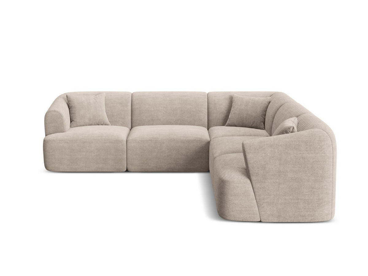 SYMMETRISCHES-MODULARES-ECKSOFA Campi aus Cord cappuccino 6 Sitzplätze - Cappuccino, Textil (255/255cm) - Cosmopolitan Design
