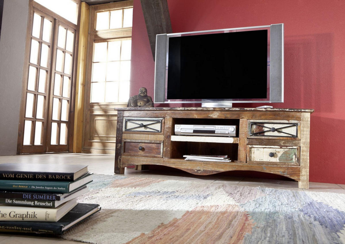 TV-BOARD Altholz 140x45x50 mehrfarbig lackiert NATURE OF SPIRIT #01 - Multicolor, Holz (45/50/140cm) - Massivmoebel24