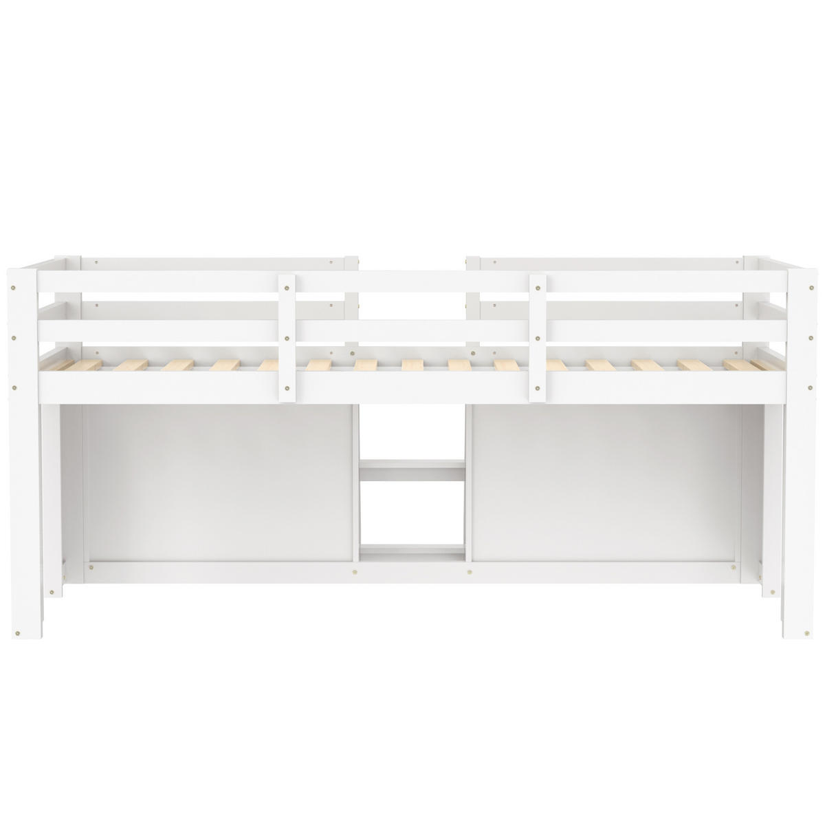 HALBHOHES BETT 90/200 cm Weiß mit LED und Stauraum - Weiß, Holz (90/200cm) - MIVRAY