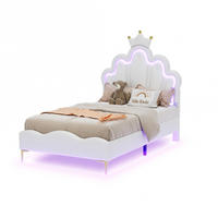 KINDERBETT Polsterbett 90/200 cm aus PU-Kunstleder mit LED-Beleuchtung Weiß - Weiß, Kunststoff (90/200cm) - Modenvie