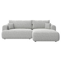 ECKSOFA Ovo Hellgrau Webstoff-Bezug - Hellgrau/Schwarz, Kunststoff/Textil (260/165cm) - Selsey