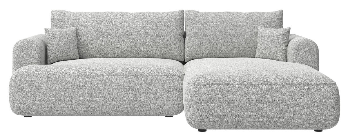 ECKSOFA Ovo Hellgrau Webstoff-Bezug - Hellgrau/Schwarz, Kunststoff/Textil (260/165cm) - Selsey