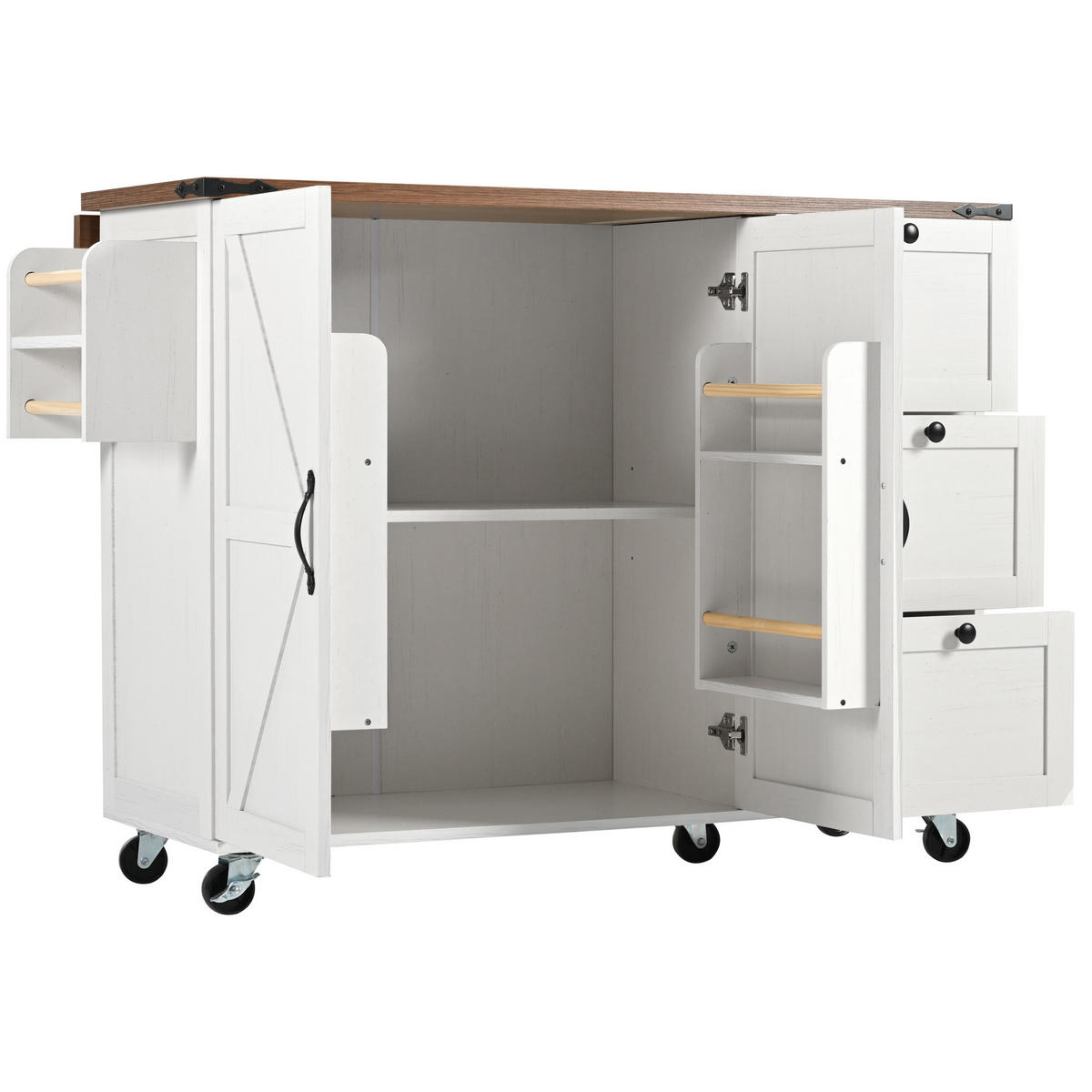 KÜCHENINSEL 140/45/92,5 cm beige mit klappbarer Arbeitsplatte - Weiß, Holzwerkstoff (140/92.5/73cm) - OKWISH
