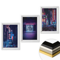 WANDBILDER 3er-Set - 40x60 cm Weißer Rahmen - Neon-Eingang zur nächtlichen Stadt - Weiß, Kunststoff (40/60cm) - ArtPrintCave