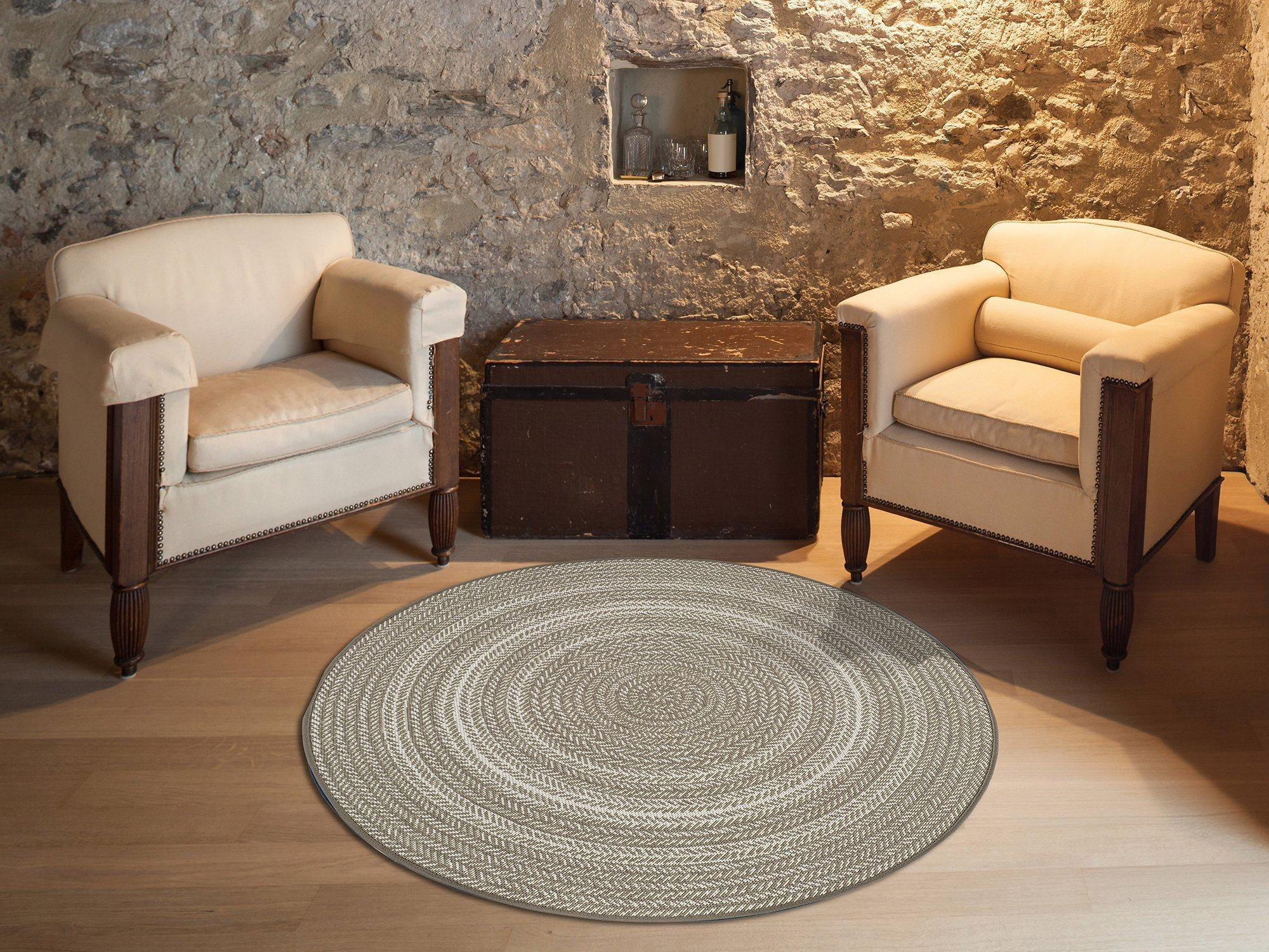 Thumbnail - Atticgo Outdoorteppich, Taupe, Textil, Abstrakt, Rund, 120x120 cm, Oeko-Tex® Standard 100, antistatisch, für Fußbodenhei...