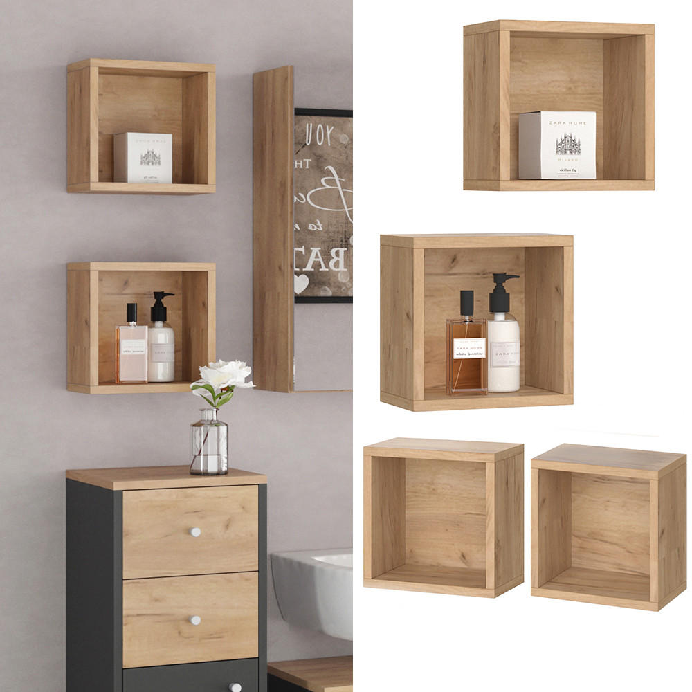 BADSCHRANK Senyo Goldkraft Eiche 25 x 25 cm 2er Set - Eiche Wotan/Sonoma Eiche, Holzwerkstoff (25/25/15cm) - Vicco