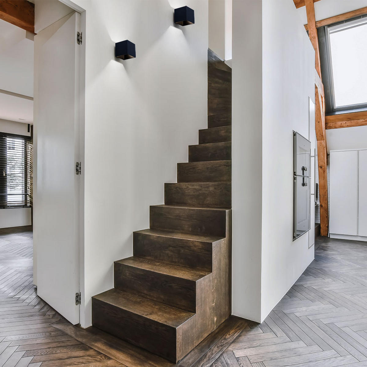 WANDLEUCHTE Aluminium Schwarz Würfelform - Schwarz, Metall (10/12/10cm)