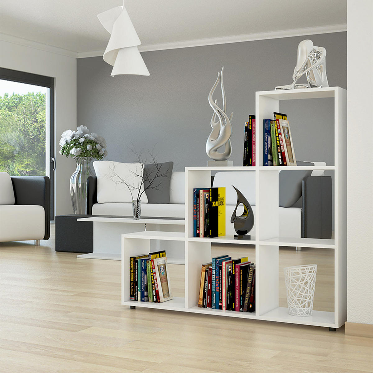 TREPPENREGAL Weiß 105 x 107.5 cm - Weiß, Holzwerkstoff (105/107.5/29cm) - Vicco