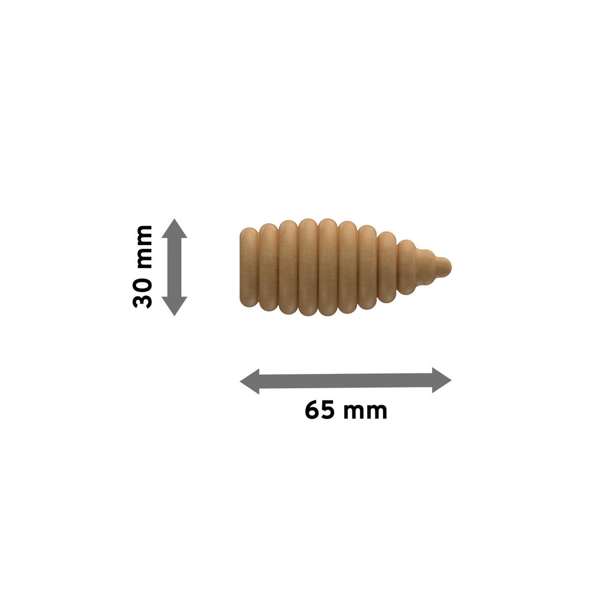 ENDSTÜCKE FÜR GARDINENSTANGEN 16 mm Ø, Asta Buche, Packung 2 Stück - Buchefarben, Holz (6.5/3/3cm) - INTERDECO