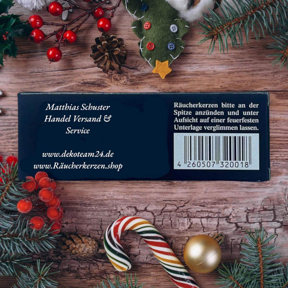 RÄUCHERKERZEN Weihrauch 4 XXL Riesen - Schwarz, Holz (4.5/2.5/12cm)