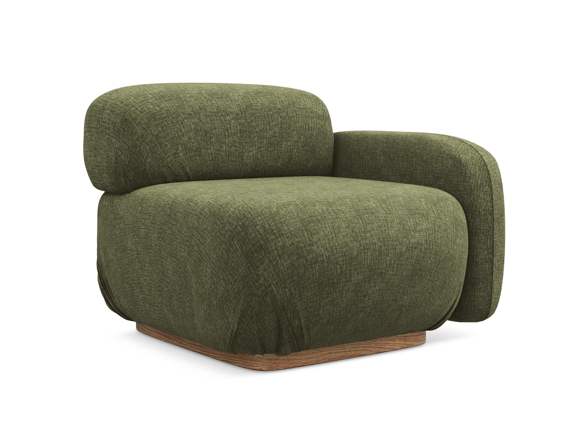 SOFAELEMENT Rechts Chenille Stoff Grün - Braun/Olivgrün, Holz/Textil (95/73/95cm) - Makamii