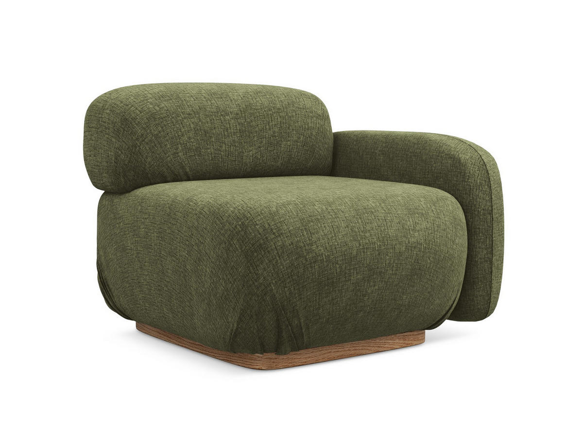 SOFAELEMENT Rechts Chenille Stoff Grün - Braun/Olivgrün, Holz/Textil (95/73/95cm) - Makamii