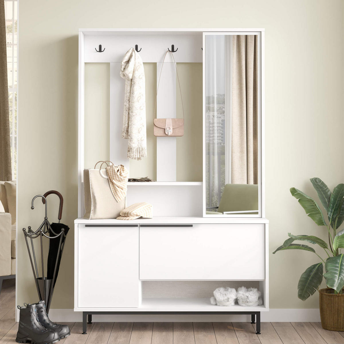 GARDEROBE Weiß 33,5/112/178 cm - Weiß, Holzwerkstoff (112.2/178.2/33.5cm) - Mobili Rebecca