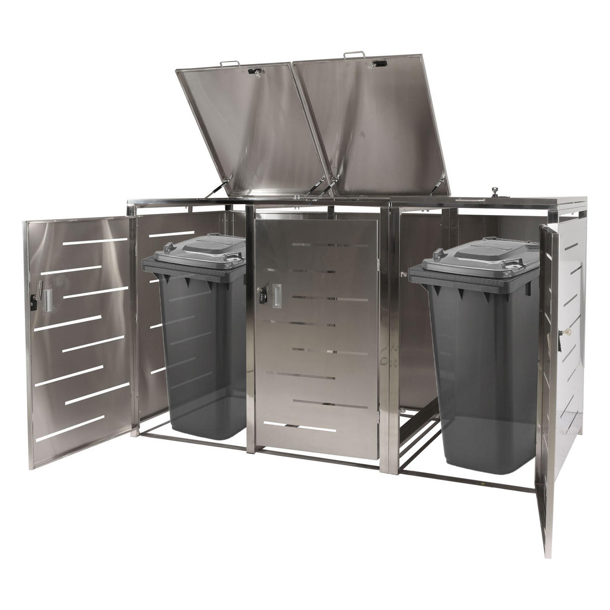 3ER-MÜLLTONNENVERKLEIDUNG Silber - Silberfarben, Metall (197/116/80cm) - MCW