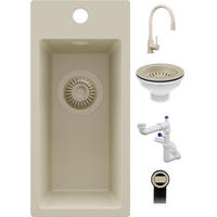 GRANITSPÜLE - Riga, 3-er set Alles Beige 23/50 cm, 1 Becken + Küchenarmatur 38/14 cm + Ablauf-Set ab 25er Unterschrank - Beige, Kunststoff (23/200/500cm) - Primagran