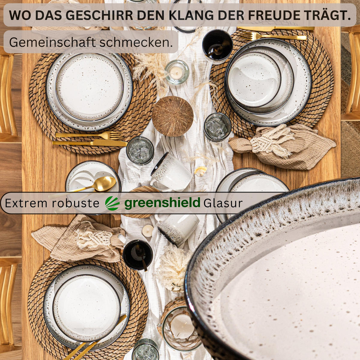 SPEISETELLER SET SANSIBAR- 6 teilig aus Steingut - Schwarz, Keramik (17cm) - Sänger
