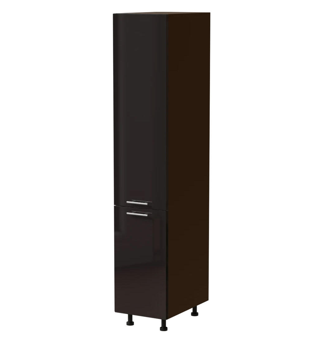 Feldmann-Wohnen Apothekerschrank Schwarz Hochglanz, Dunkelgrau 40x207x59 cm