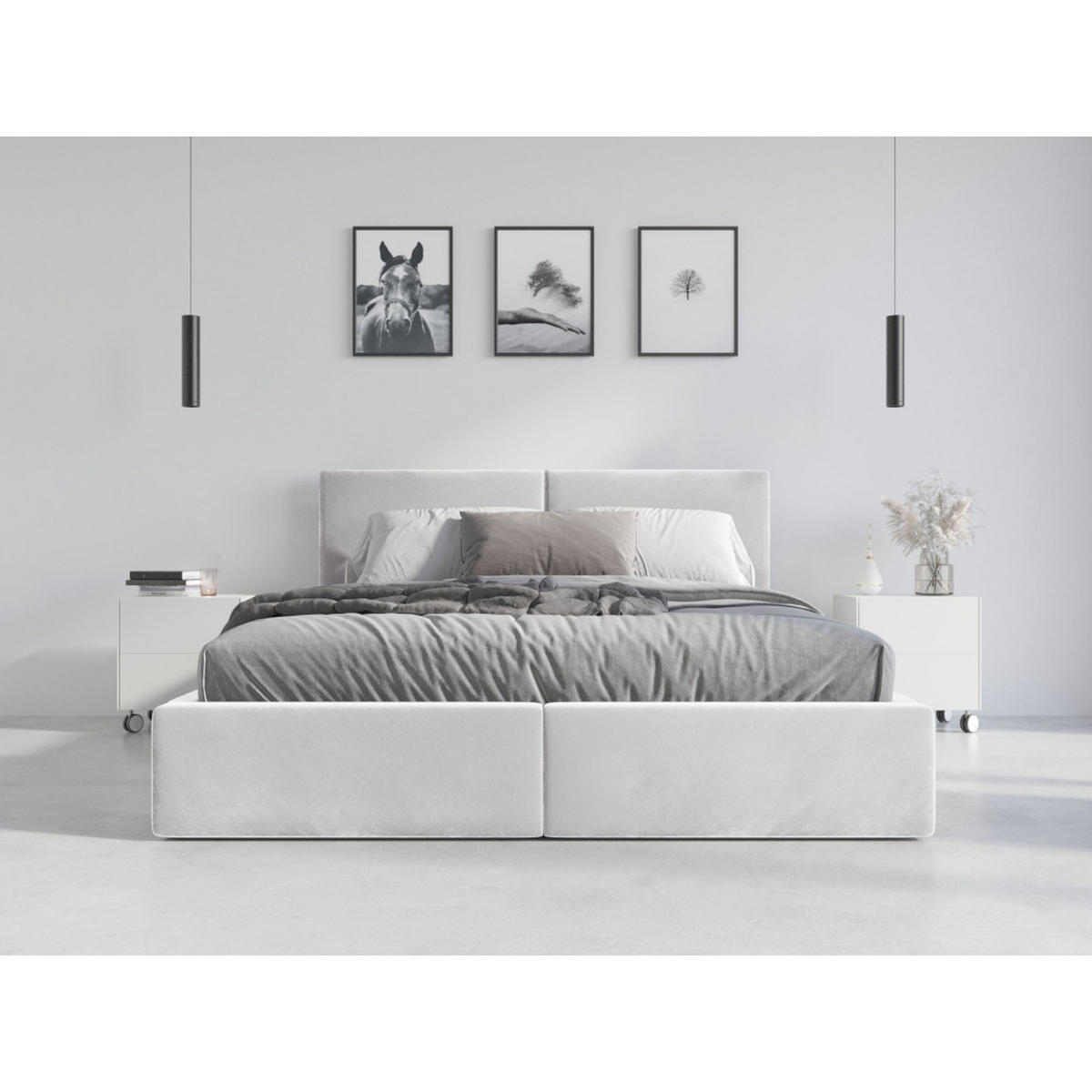 POLSTERBETT Hilton 160x200cm in Weiß mit Stauraum - Weiß, Textil/Metall (160/200cm) - Interbeds
