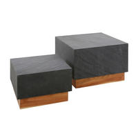 COUCHTISCH Schieferbraun 58/58/40 cm 2er-Set - Braun, Holz (58/58/40cm) - Hoyz Collection
