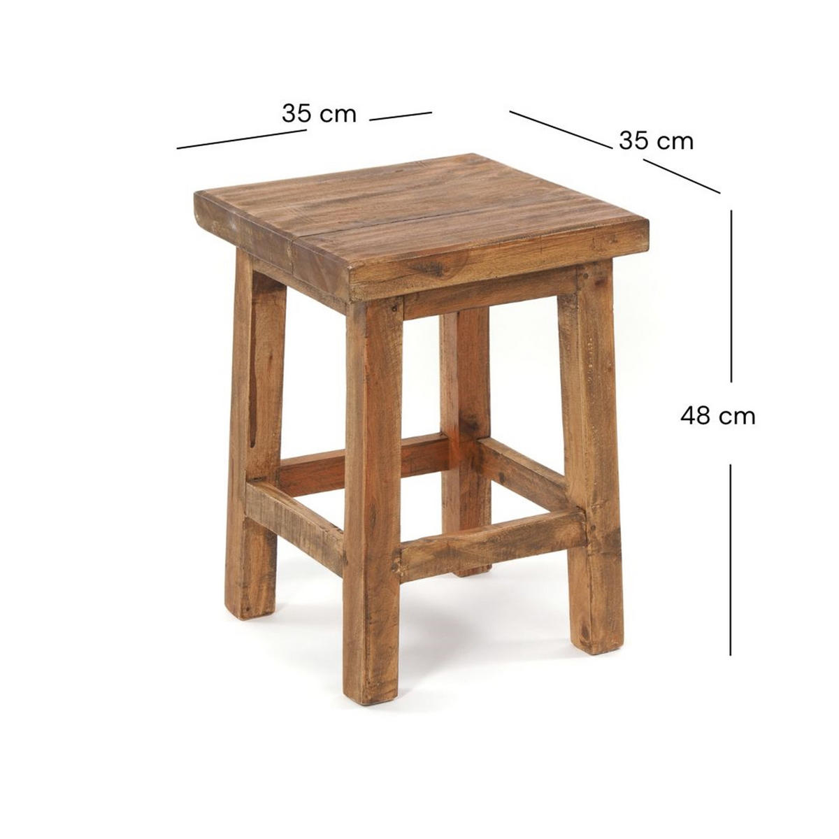 HOCKER Massiv 48 Mahagoni Holz naturfarben - Naturfarben, Holz (35/48/35cm) - DESIGN DELIGHTS