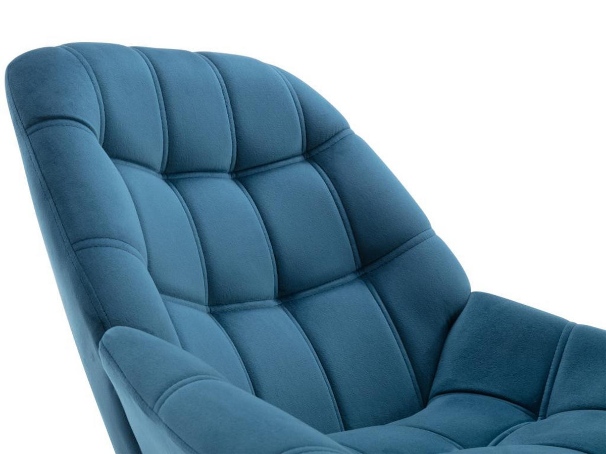 SESSEL - Samt - Blau - LUOSTO - Blau, Textil (79/83/87cm) - Vente-Unique