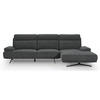 ECKSOFA Webstoff Grau - Schwarz/Grau, Textil/Metall (304/176cm) - Furnhouse