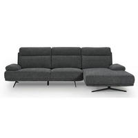 ECKSOFA Webstoff Grau - Schwarz/Grau, Textil/Metall (304/176cm) - Furnhouse