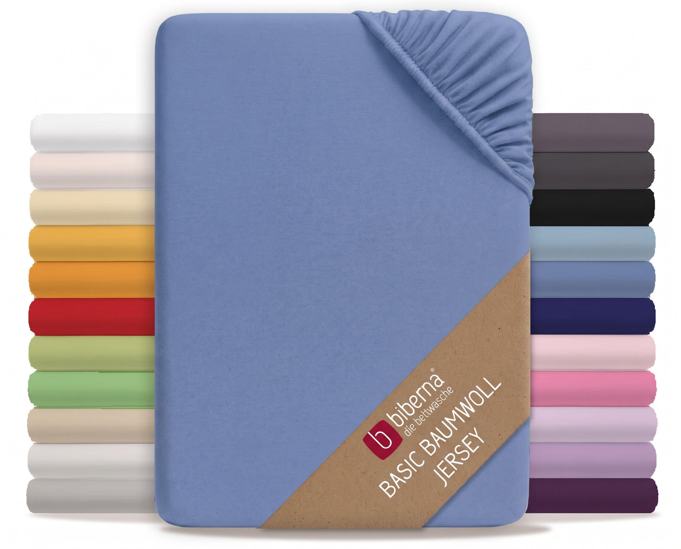 SPANNBETTTUCH Basic Jersey blau, 180x200 cm - 200x200 cm - Blau, Textil (200/200cm) - biberna