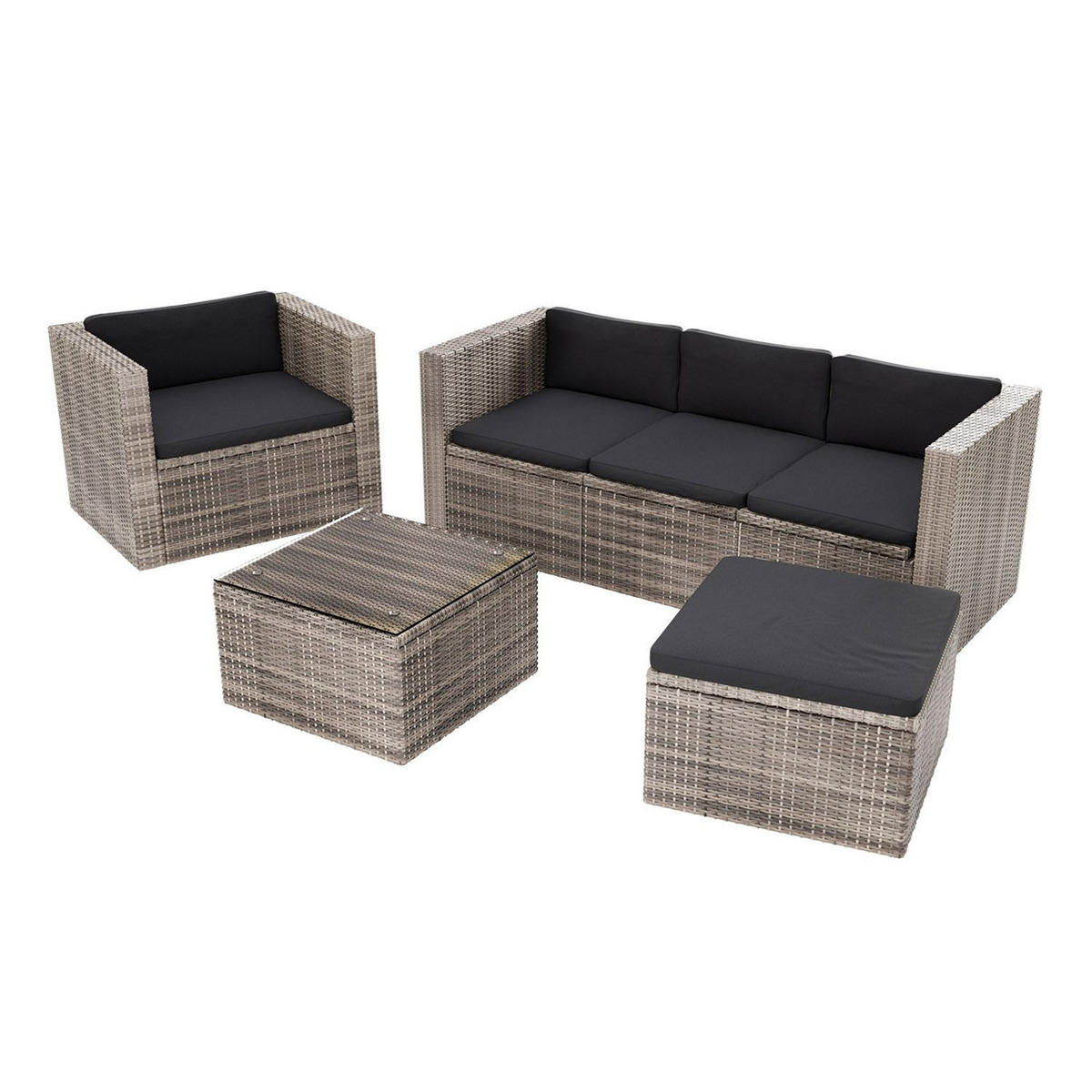 LOUNGEGARNITUR Punta Cana inkl. Abdeckung 4-tlg. - Hellbraun/Grau, Kunststoff - Juskys