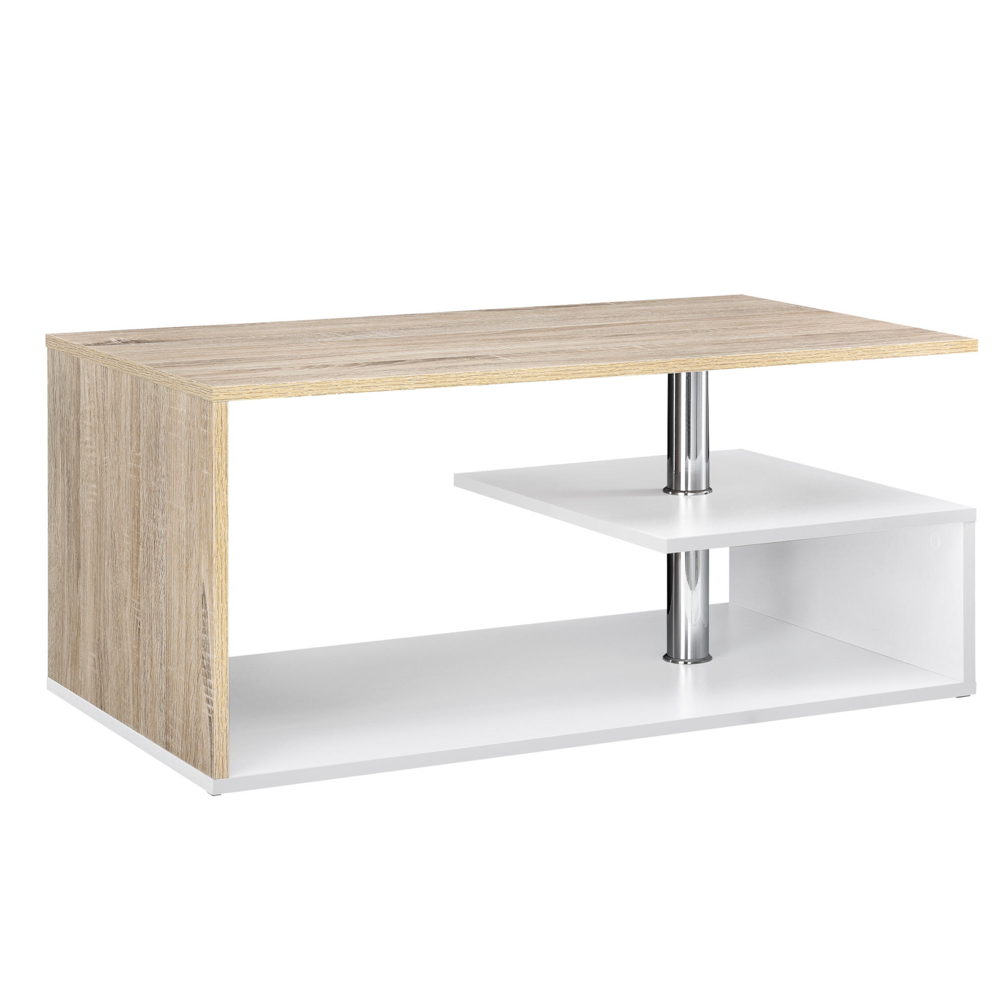 COUCHTISCH Haarlem 50/90/41 - Eichefarben/Weiß, Holzwerkstoff (90/50/41cm) - [en.casa]