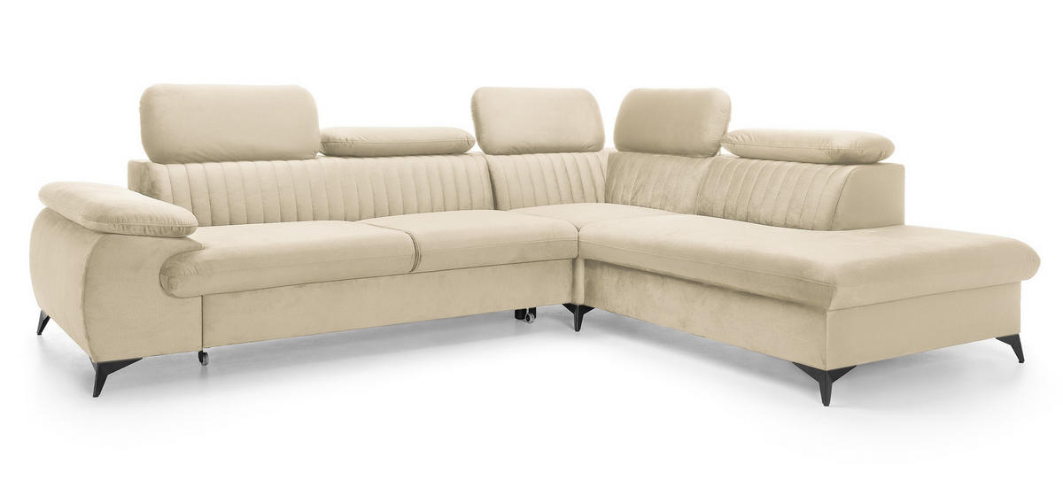 ECKSOFA 275 cm mit verstellbaren Kopfstützen Xanto L, Rechts, Creme - Creme, Holz (221/275cm) - Emporius