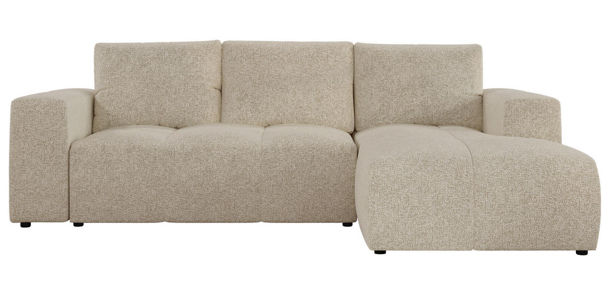 ECKSOFA MONIVA Creme Strukture - Rechts - Creme/Schwarz, Textil (266/164cm) - MKS