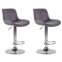 BARHOCKER 2er Set Lentos Samt chrom dunkelgrau - Chromfarben/Dunkelgrau, Textil/Metall (50/108/50cm) - TPFLiving