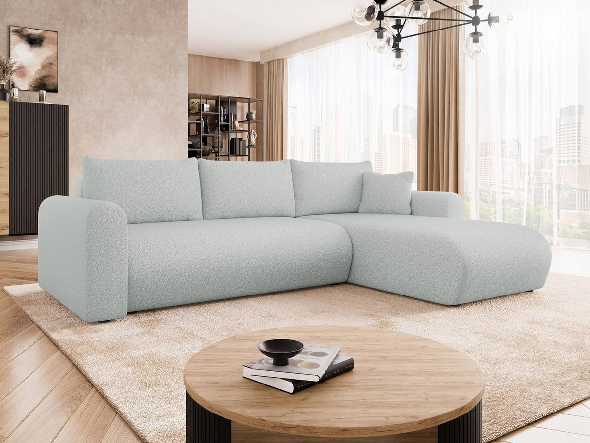 ECKSOFA Eliwo - Greige/Schwarz, Holz/Textil (252/158cm) - MIRJAN24