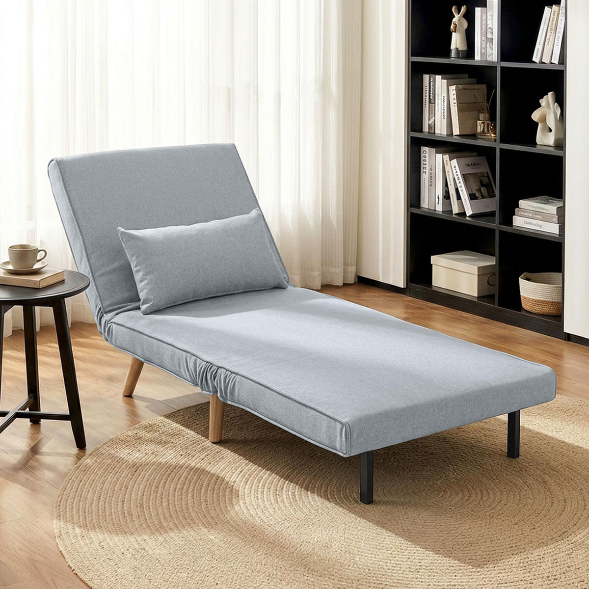 SCHLAFSESSEL 3-in-1 DE-14659 5-stufig verstellbar mit Kissen Grau - Grau, Textil (72/85/75cm) - ComfortXL