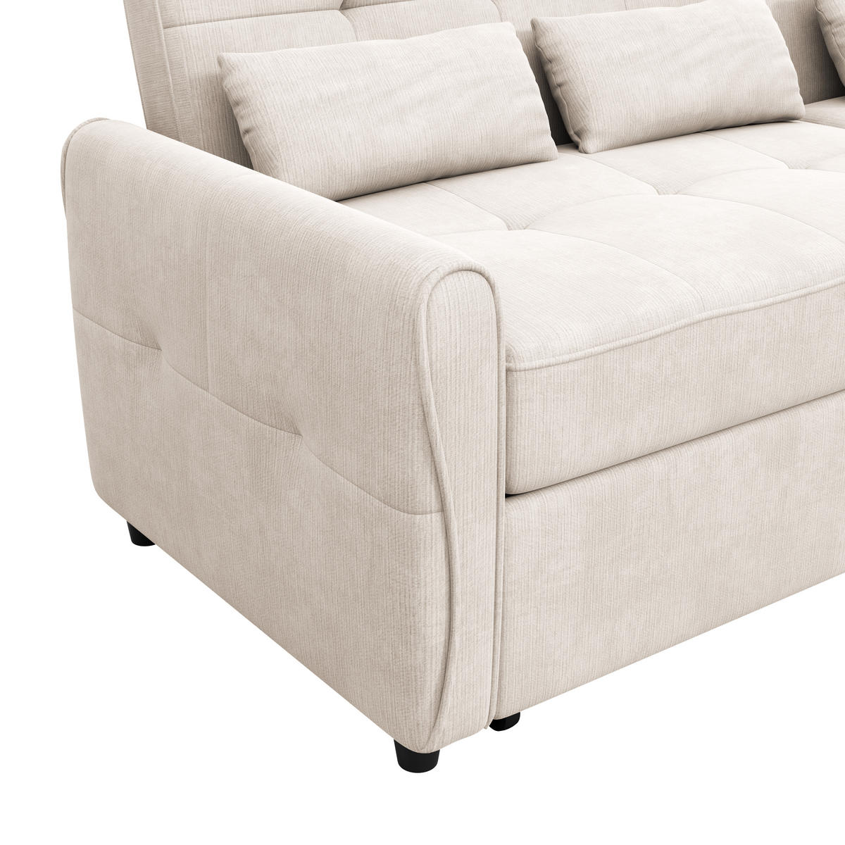SCHLAFSOFA 3-Sitzer 3-in-1 ausziehbar Chenille, DE-42933, Beige - Beige, Metall (176/83/148cm) - ComfortXL