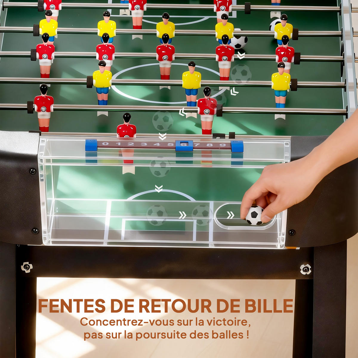 TISCHFUSBALL DE-18856 22 Spieler, 360°-Stangen Braun - Braun, Holzwerkstoff (75/92cm) - ComfortXL