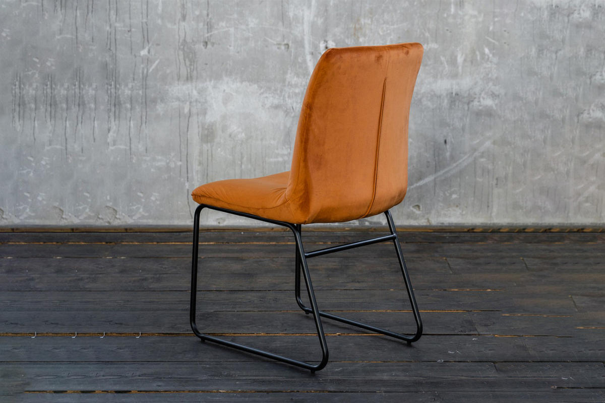 ESSZIMMERSTUHL ZITA Orange Velvet - Schwarz/Orange, Textil (47/91/65cm) - KAWOLA