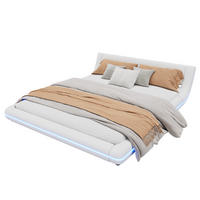 POLSTERBETT mit LED-Beleuchtung 160/200 cm in Weiß aus PU - Weiß, Kunststoff (160/200cm) - BEAOK