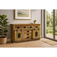 SIDEBOARD LIBRO - Hellbraun/Multicolor, Akazienholz/Holz (150/90/45cm) - SAM
